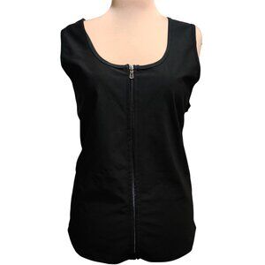 Sweat Sauna Vest XXL Womens Tank Top Black Gold Zip Compression Workout Shaper